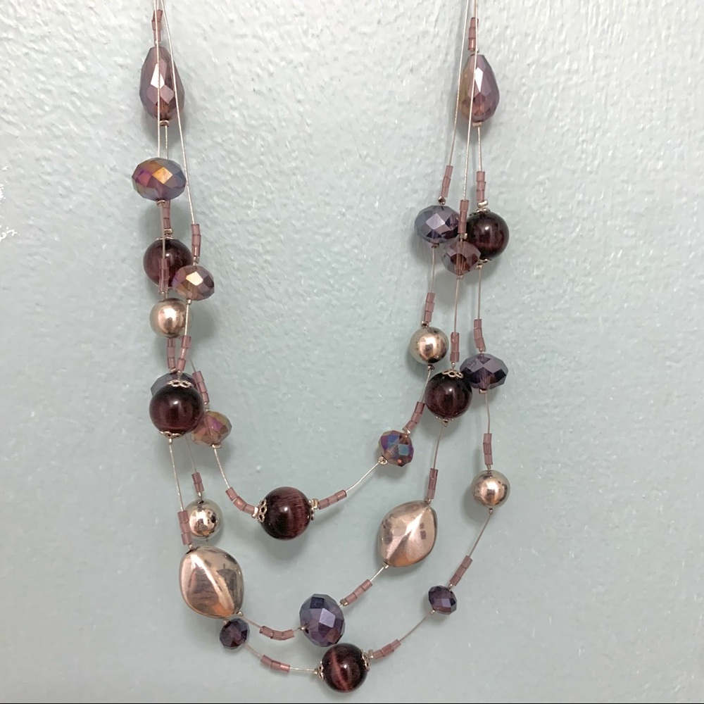 Purple and Silver bead necklace